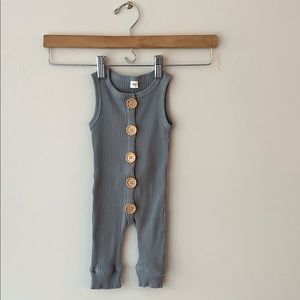 NWOT Boutique rib knit union suit / romper in steel blue